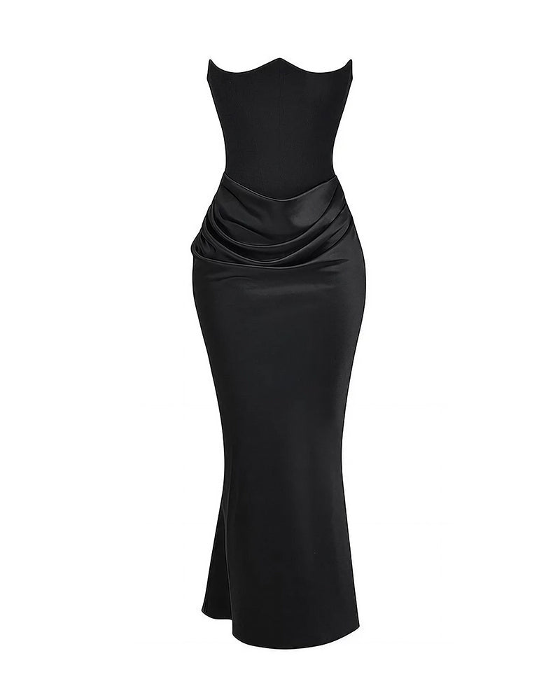 Vyla™ Strapless Corset Ruched Maxi Evening Gown