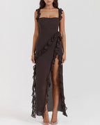 Vyla™ Cascading Ruffle High Slit Maxi Dress