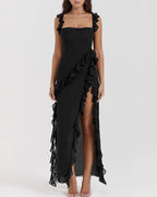 Vyla™ Cascading Ruffle High Slit Maxi Dress