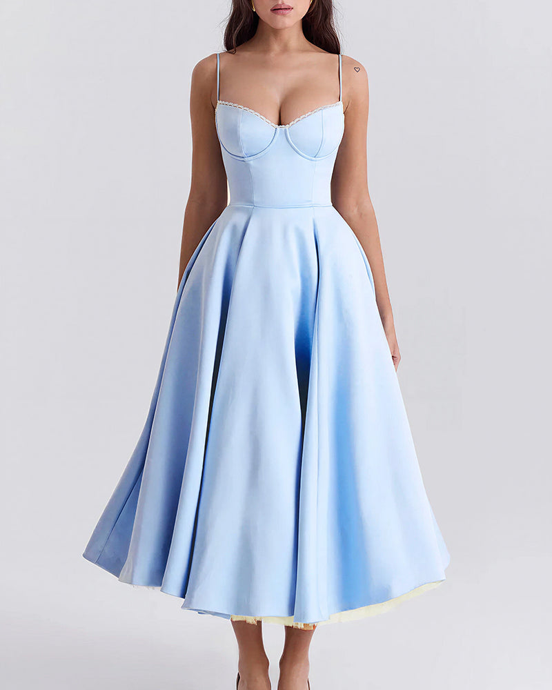 Vyla™ French Bustier Double-Layered Midi Dress