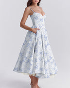 Vyla™ French Bustier Double-Layered Midi Dress