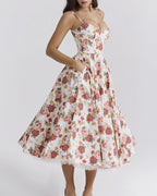 Vyla™ French Bustier Double-Layered Midi Dress