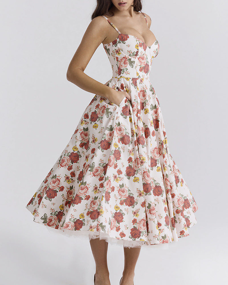 Vyla™ French Bustier Double-Layered Midi Dress