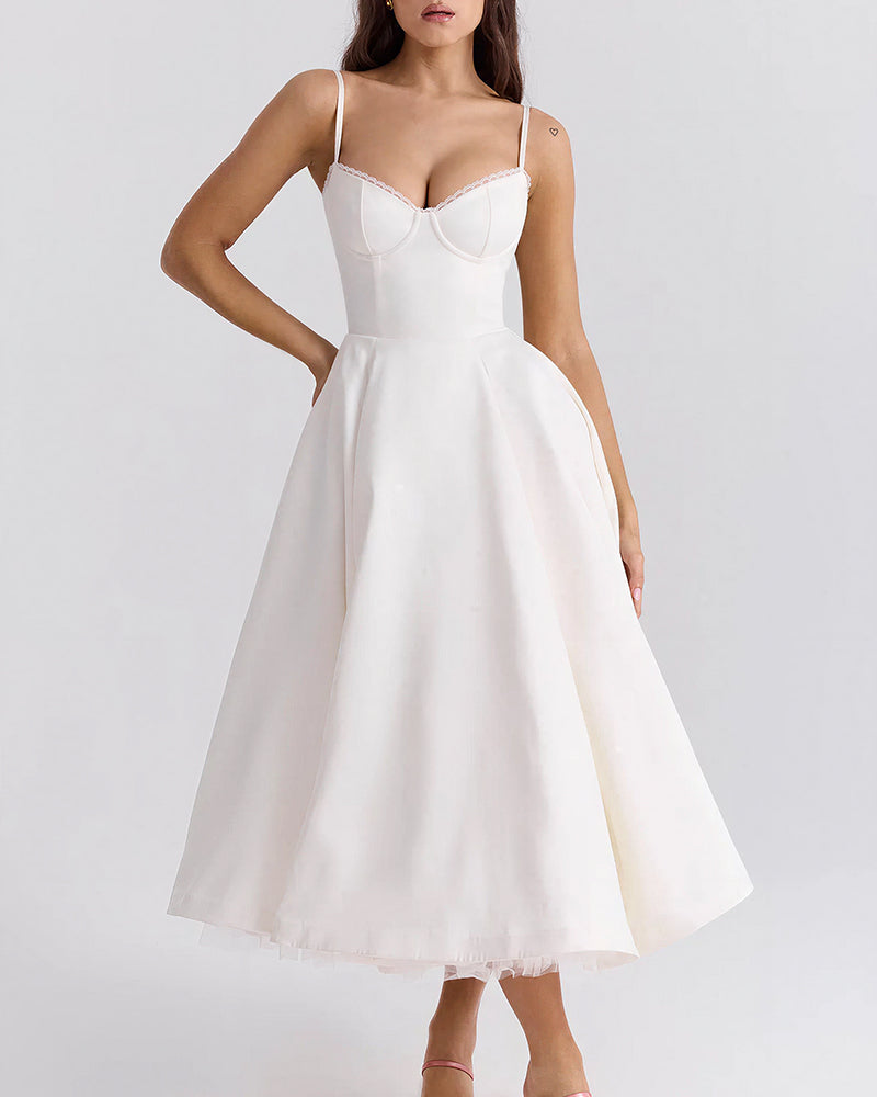 Vyla™ French Bustier Double-Layered Midi Dress