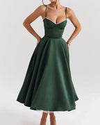 Vyla™ French Bustier Double-Layered Midi Dress