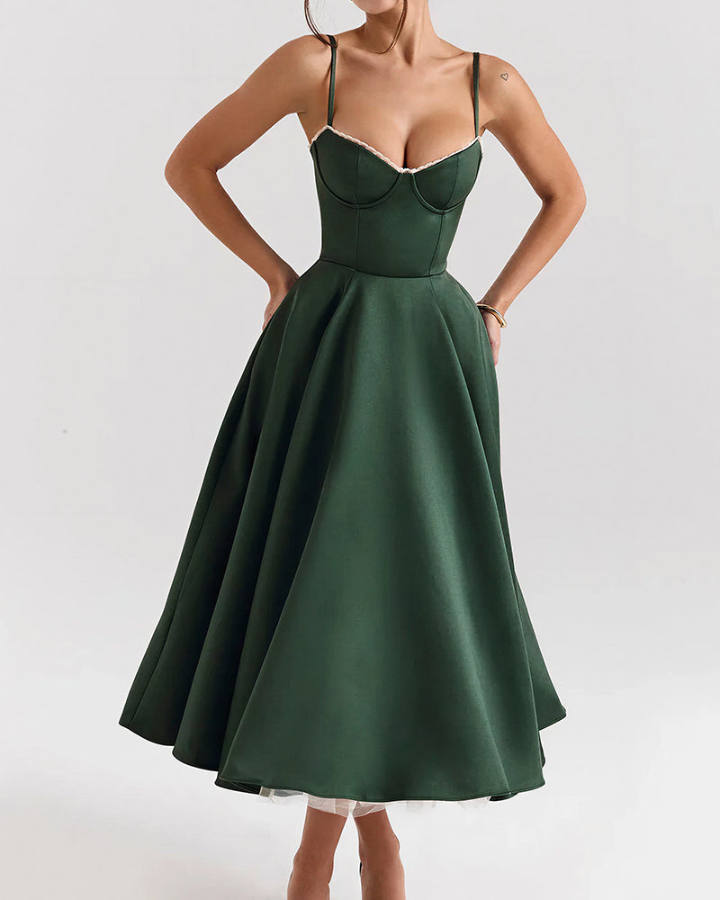Vyla™ French Bustier Double-Layered Midi Dress