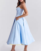 Vyla™ French Bustier Double-Layered Midi Dress