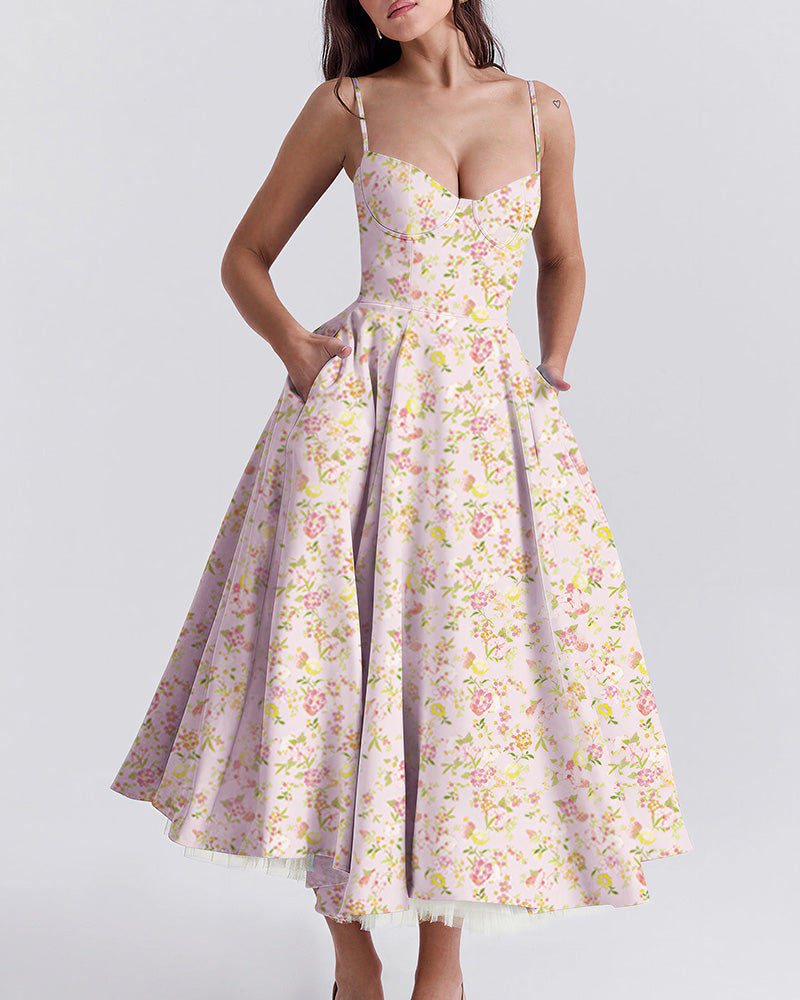 Vyla™ French Bustier Double-Layered Midi Dress