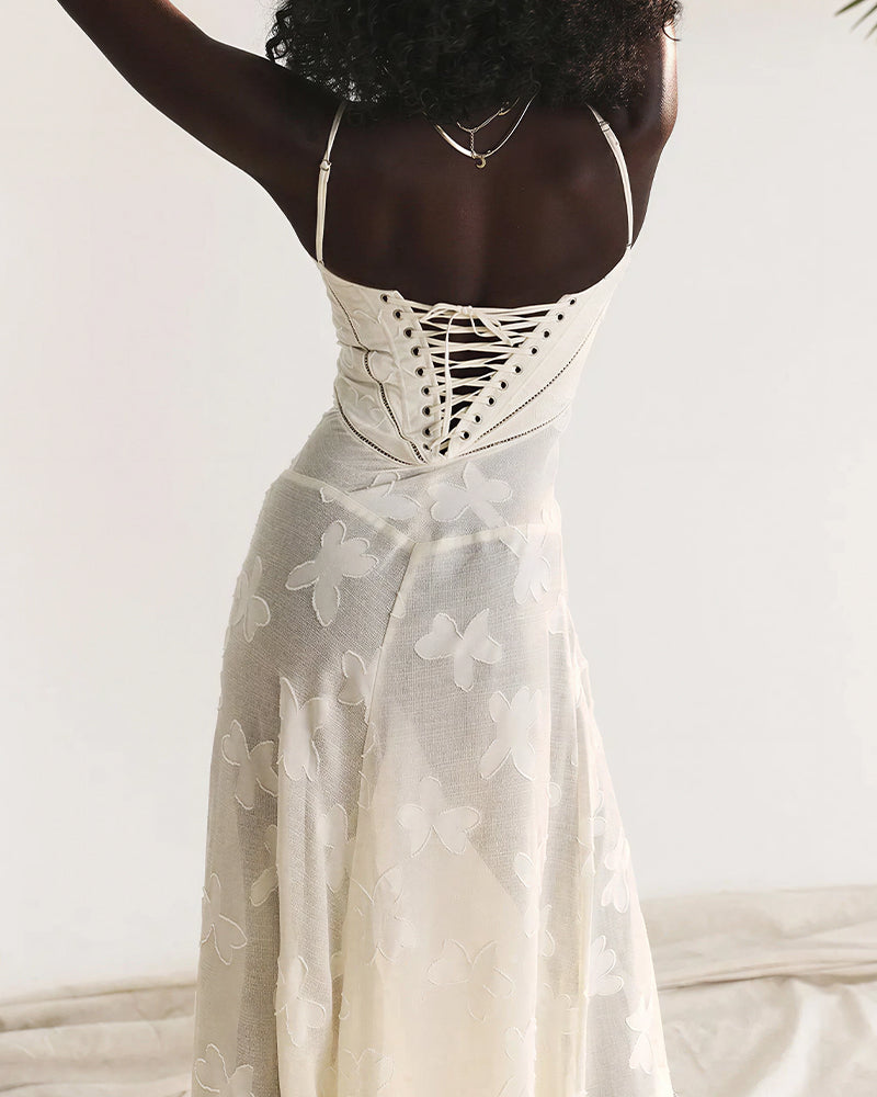 Vyla™ French Romantic Lace Maxi Slip Dress