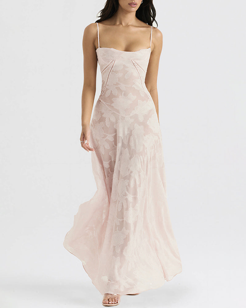 Vyla™ French Romantic Lace Maxi Slip Dress
