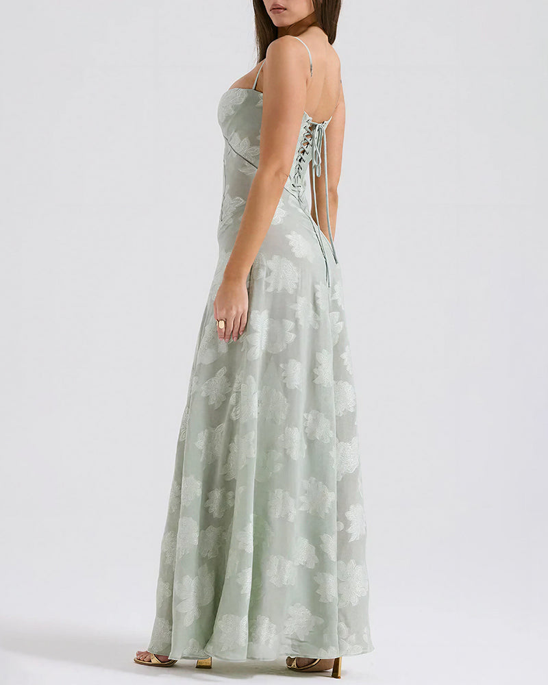 Vyla™ French Romantic Lace Maxi Slip Dress
