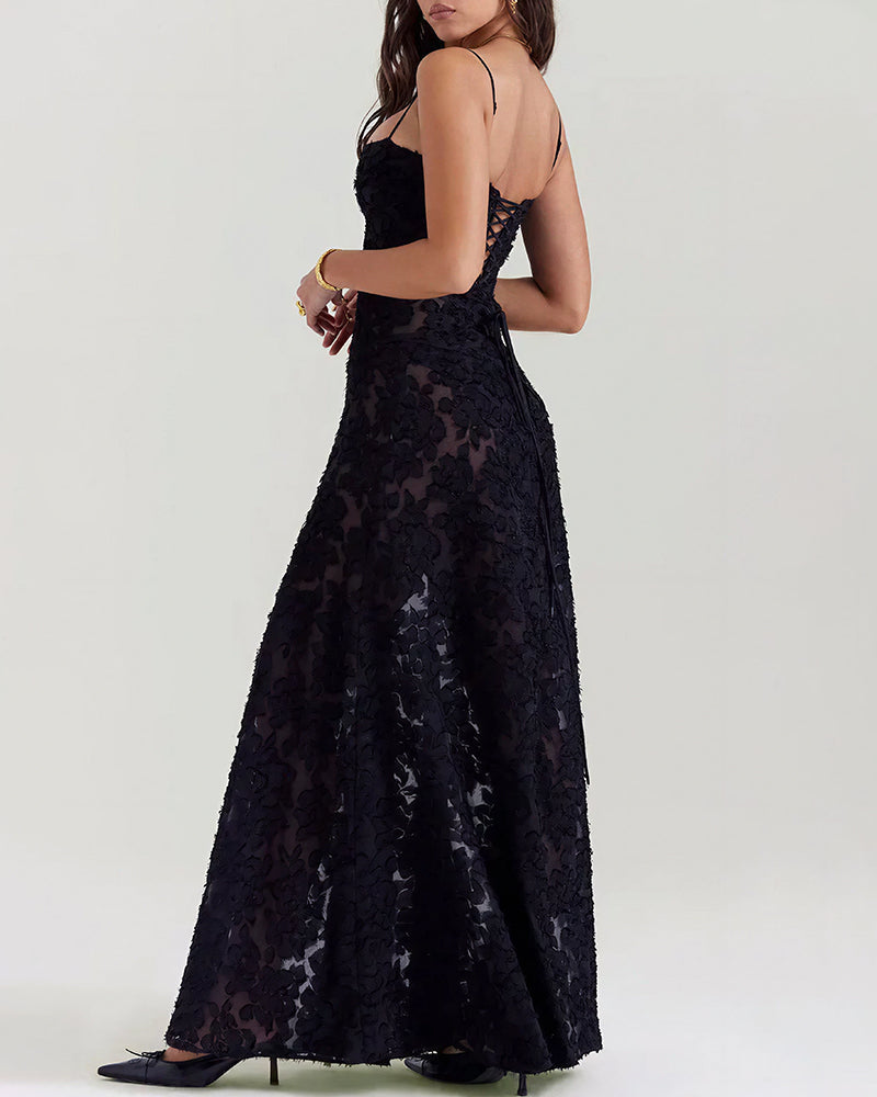 Vyla™ French Romantic Lace Maxi Slip Dress
