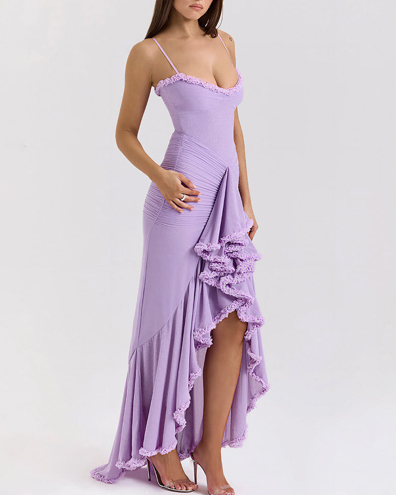 Vyla™ Cascading Ruffle Slit Maxi Dress