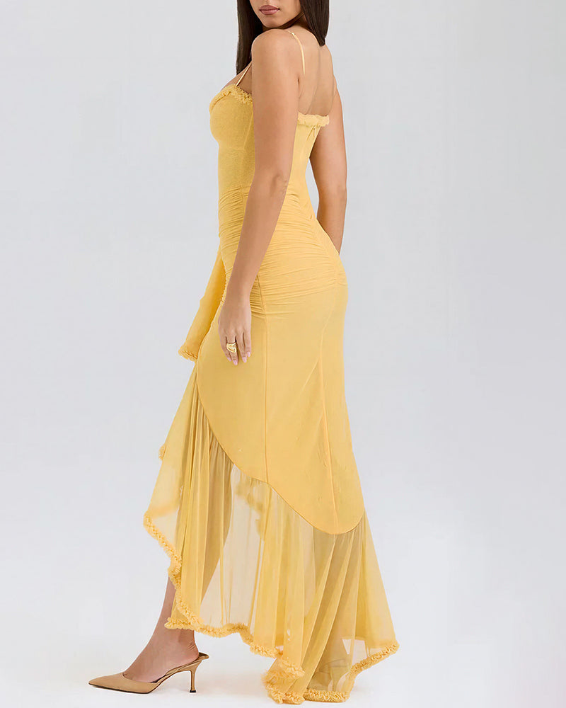 Vyla™ Cascading Ruffle Slit Maxi Dress