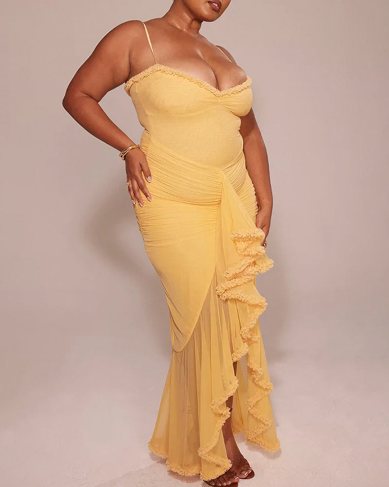 Vyla™ Cascading Ruffle Slit Maxi Dress