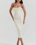 Vyla™ Pearl Embellished Corset Midi Dress