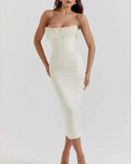 Vyla™ Pearl Embellished Corset Midi Dress