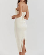 Vyla™ Pearl Embellished Corset Midi Dress