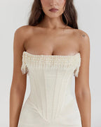Vyla™ Pearl Embellished Corset Midi Dress