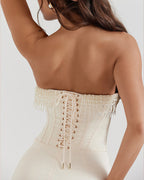 Vyla™ Pearl Embellished Corset Midi Dress