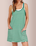 Vyla™ Striped Sleeveless Pocket Dress with Built-in Shorts