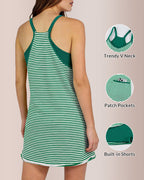Vyla™ Striped Sleeveless Pocket Dress with Built-in Shorts