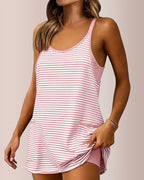 Vyla™ Striped Sleeveless Pocket Dress with Built-in Shorts