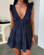 Vyla™ Plunging V-Neck Ruffle Mini Dress