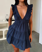 Vyla™ Plunging V-Neck Ruffle Mini Dress