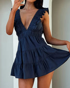 Vyla™ Plunging V-Neck Ruffle Mini Dress