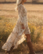 Vyla™ Bohemian Floral V-Neck Asymmetrical Maxi Dress