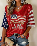 Vyla™ Anniversary 1776-2026 V-Neck T-Shirt