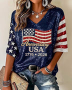 Vyla™ Anniversary 1776-2026 V-Neck T-Shirt