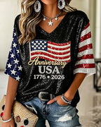 Vyla™ Anniversary 1776-2026 V-Neck T-Shirt