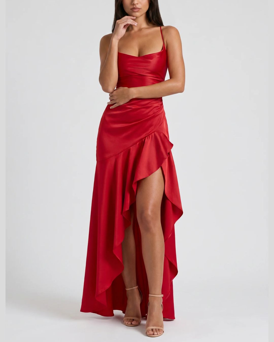 Vyla™ Passion Rose Lace-Up Backless Maxi Dress