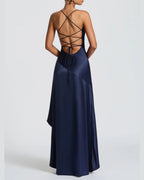 Vyla™ Passion Rose Lace-Up Backless Maxi Dress