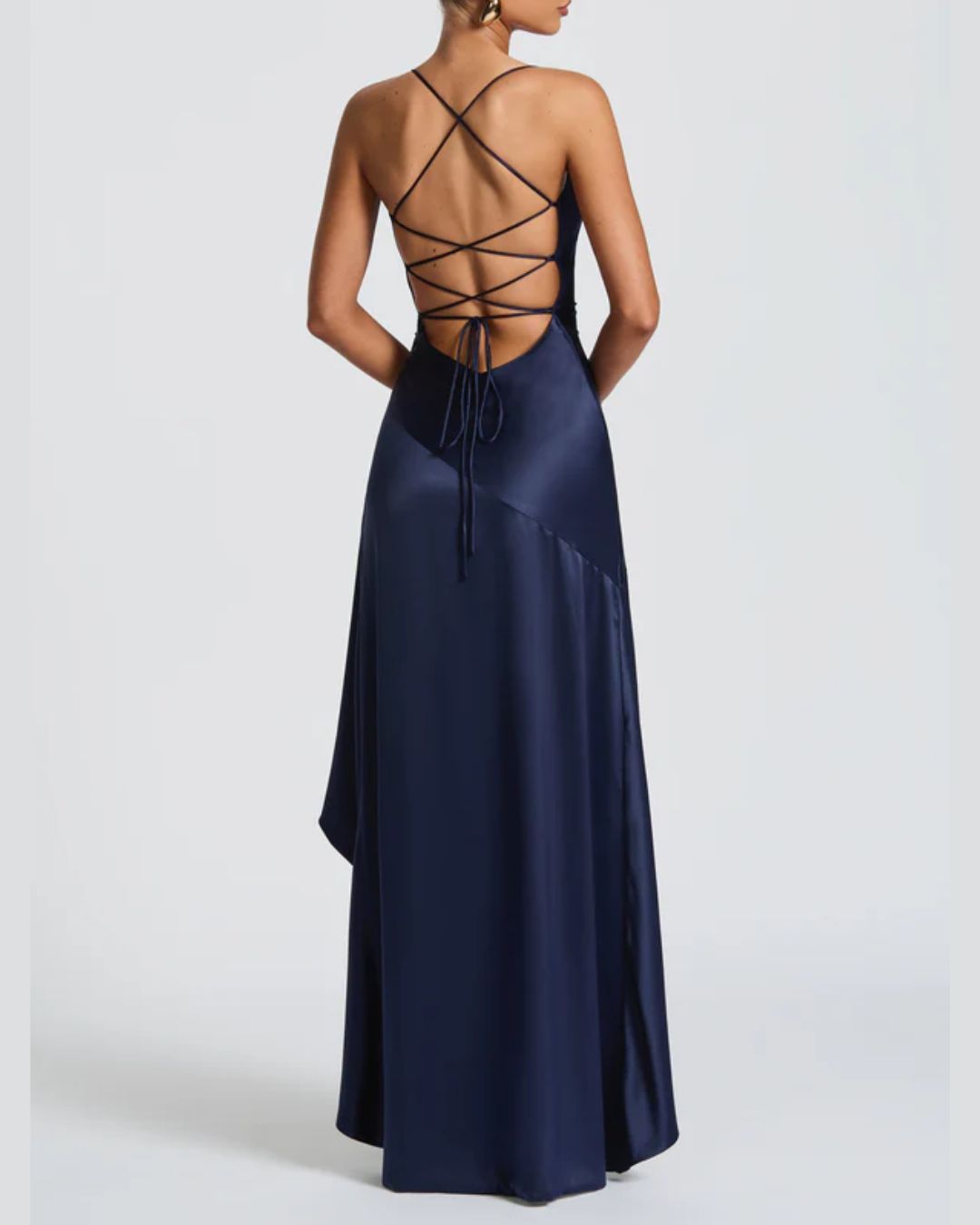 Vyla™ Passion Rose Lace-Up Backless Maxi Dress