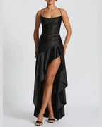 Vyla™ Passion Rose Lace-Up Backless Maxi Dress