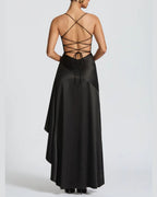 Vyla™ Passion Rose Lace-Up Backless Maxi Dress
