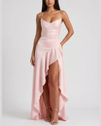 Vyla™ Passion Rose Lace-Up Backless Maxi Dress