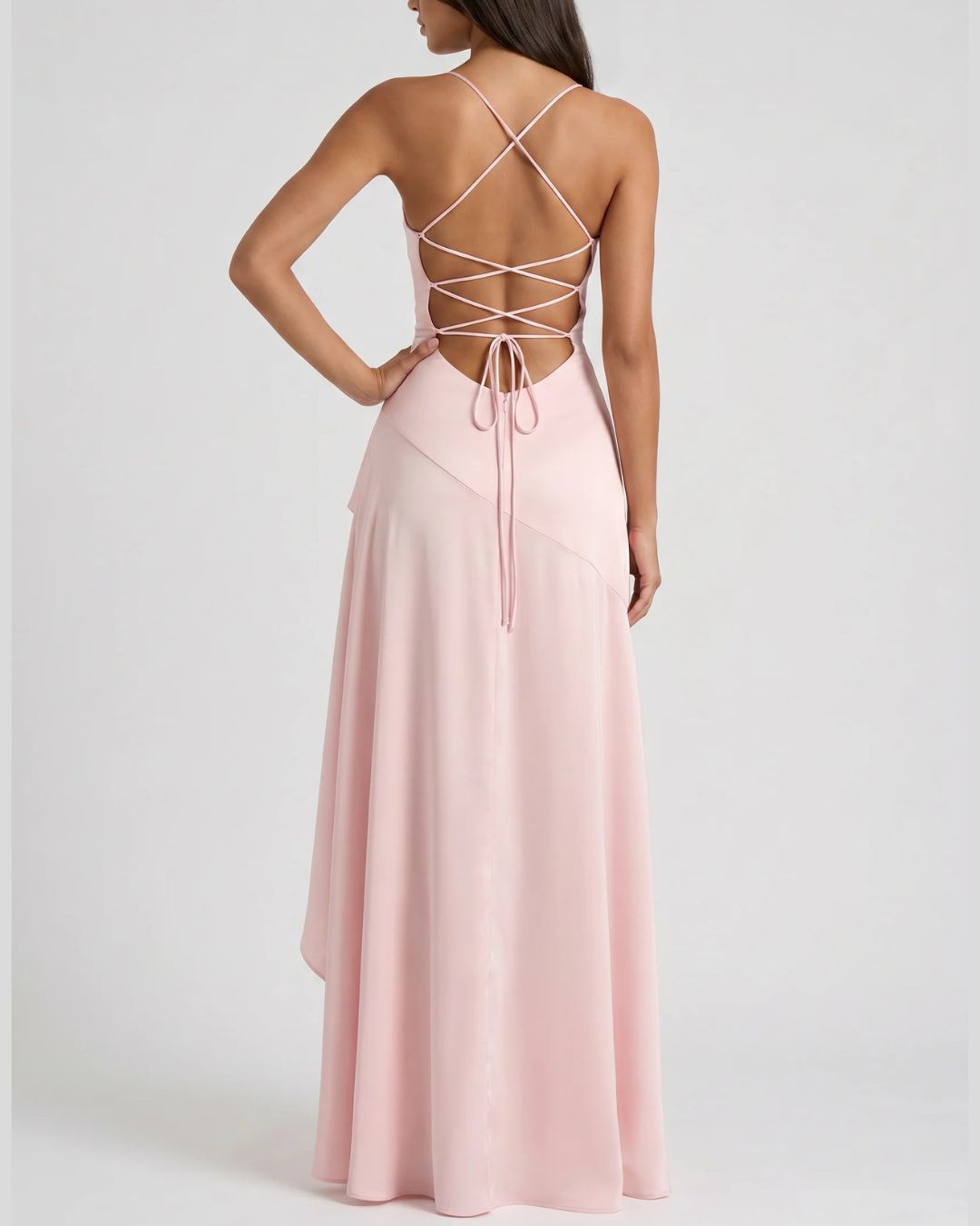 Vyla™ Passion Rose Lace-Up Backless Maxi Dress