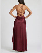 Vyla™ Passion Rose Lace-Up Backless Maxi Dress