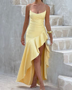 Vyla™ Passion Rose Lace-Up Backless Maxi Dress
