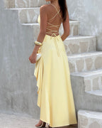 Vyla™ Passion Rose Lace-Up Backless Maxi Dress