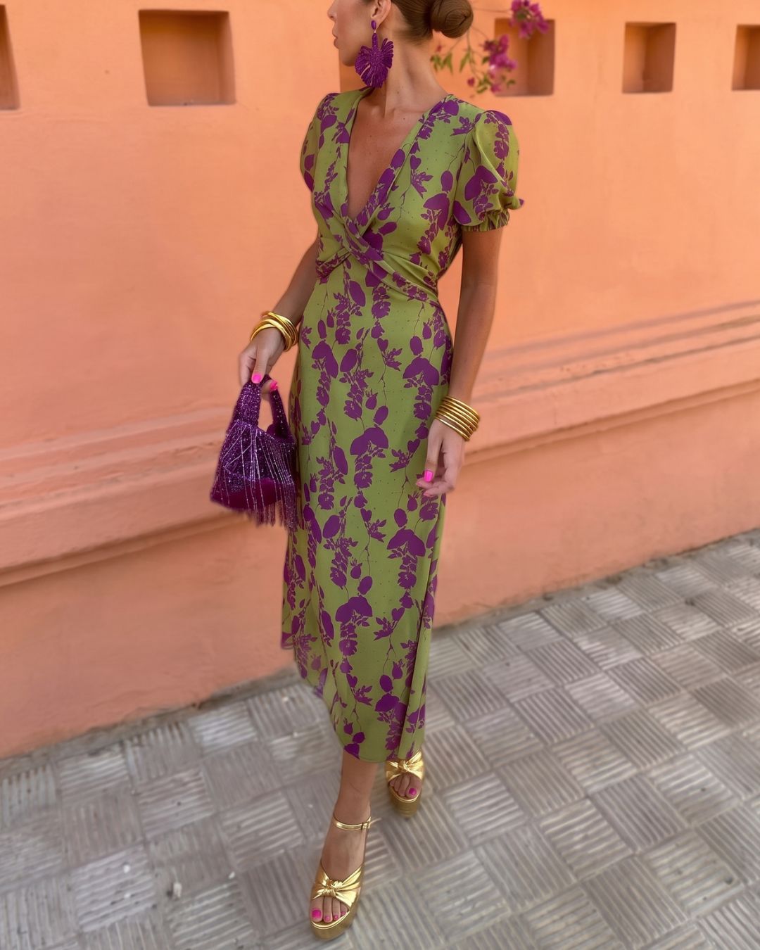 Vyla™ Green Violet Maxi Dress