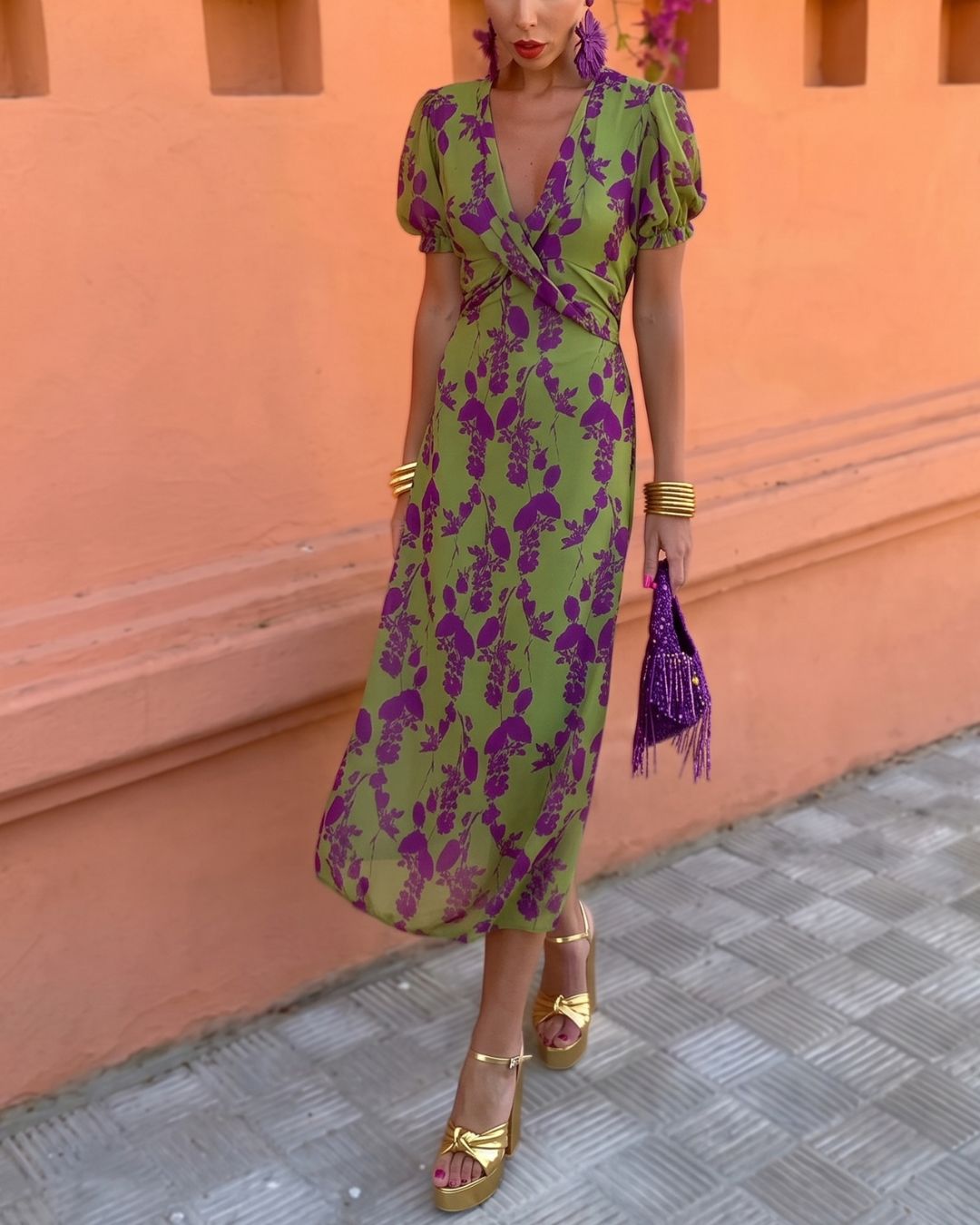 Vyla™ Green Violet Maxi Dress