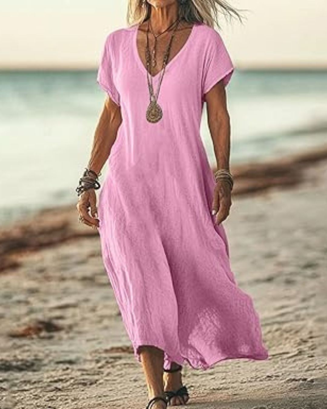 Vyla™ Effortless Flowy V-Neck Maxi Dress