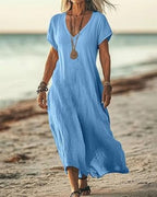 Vyla™ Effortless Flowy V-Neck Maxi Dress