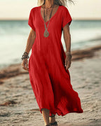 Vyla™ Effortless Flowy V-Neck Maxi Dress