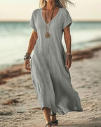 Vyla™ Effortless Flowy V-Neck Maxi Dress